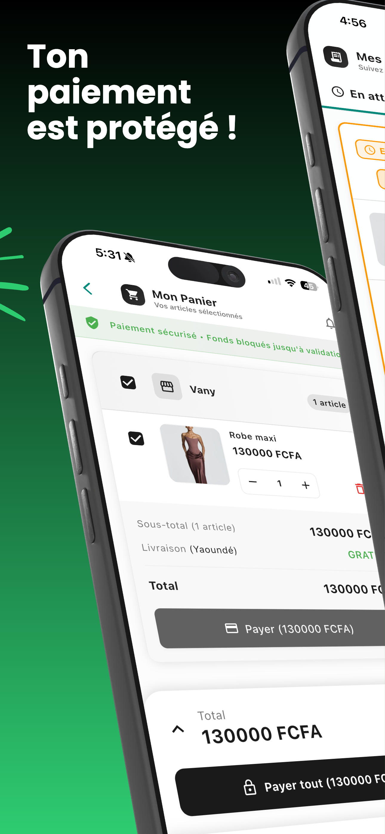 Écran de paiement Mobile Money sur Nevo Market